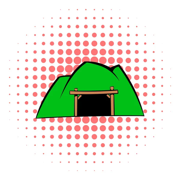 Icône mine de montagne, style BD — Image vectorielle