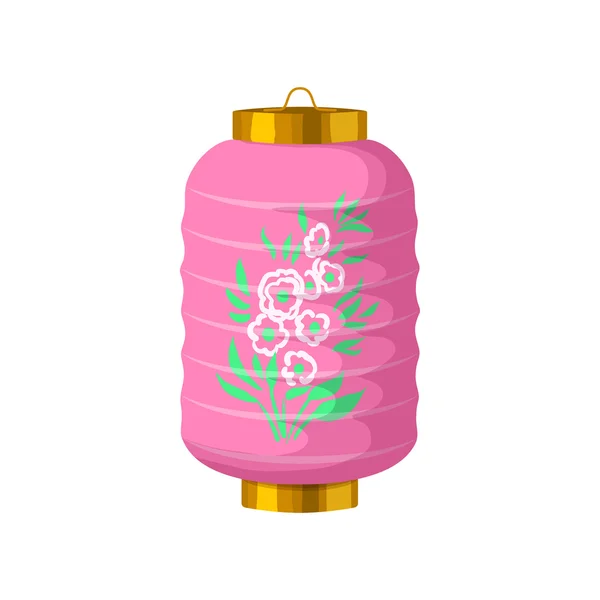 Ícone de lanterna de papel chinês rosa, estilo cartoon — Vetor de Stock