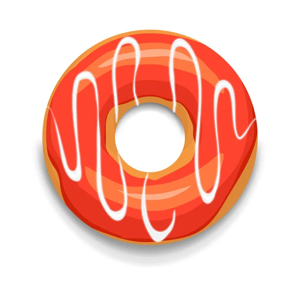 Geglazuurde donut pictogram, cartoon stijl — Stockvector