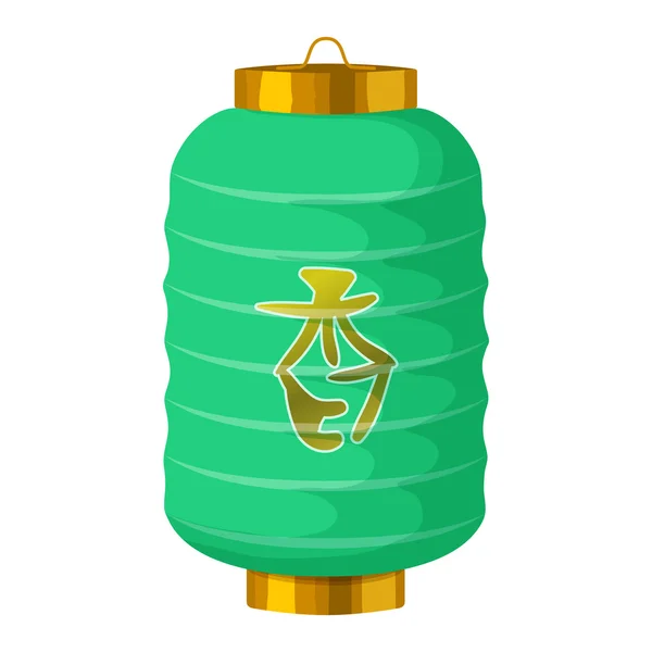 Green chinese paper lantern icon, cartoon style — Stock Vector