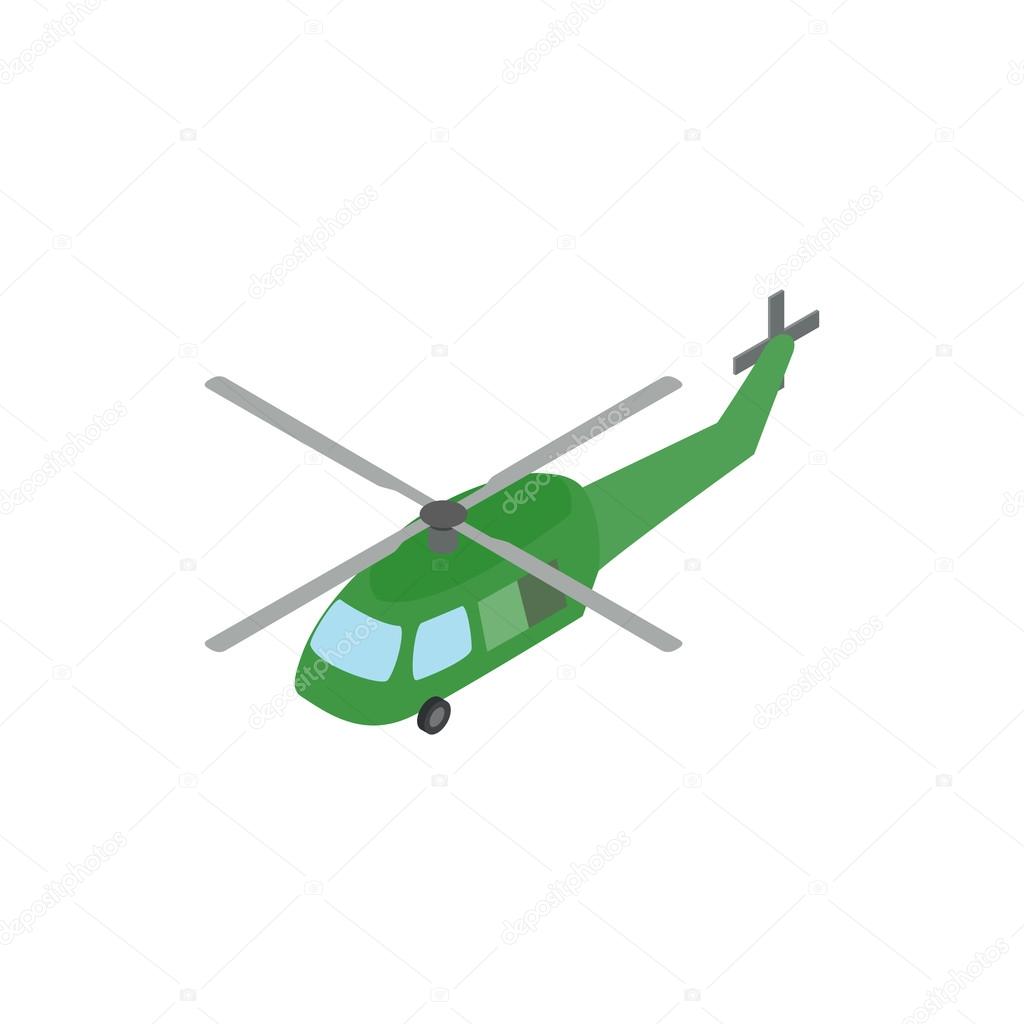 Military helicopter icon, isometric 3d style