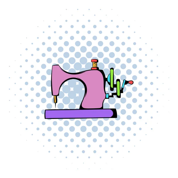 Sewing machine icon, comics style — Stock Vector