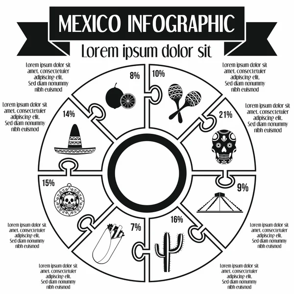 Mexicos infografiske elementer, enkel stil – stockvektor