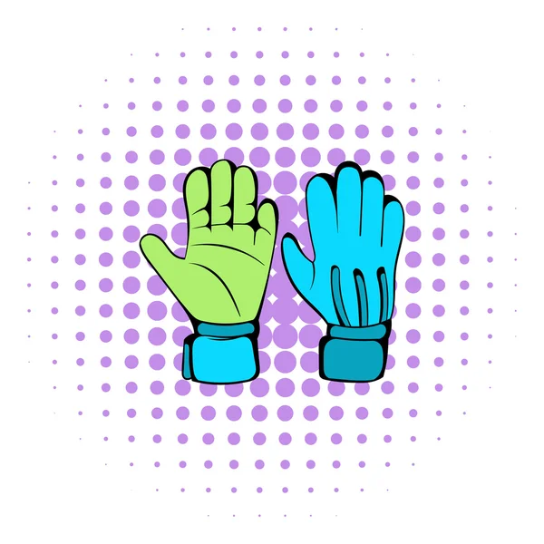 Beschermende voetbal handschoenen pictogram, comics stijl — Stockvector