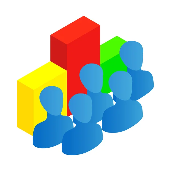 Équipe d'affaires avec icône graphique, style 3d isométrique — Image vectorielle