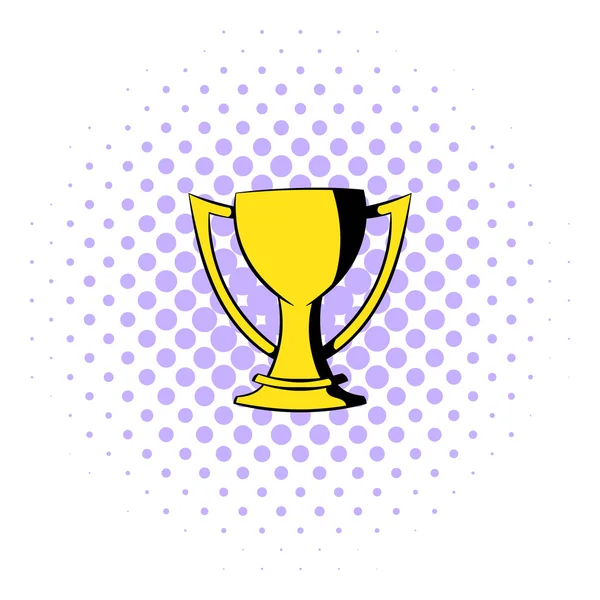 Golden trophy cup icon, comics style — Stock Vector