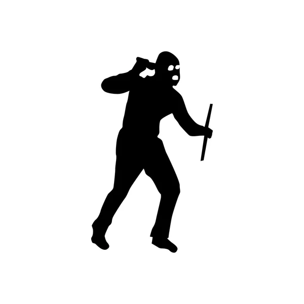 Robber silhouette black — Stock Vector