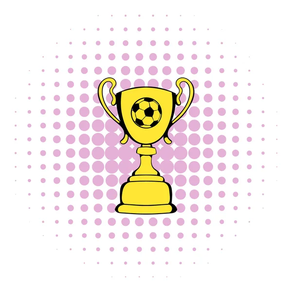 Golden soccer trophy cup icon, comics style — Stock Vector