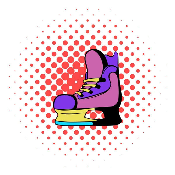 Ice hockey skates icon, comics style — Stock Vector