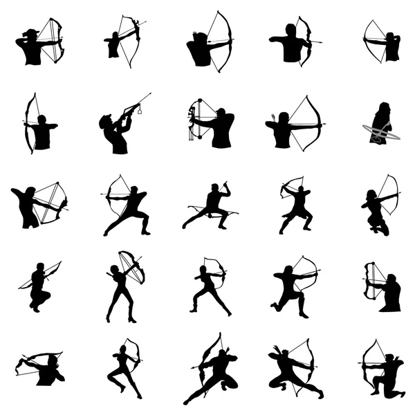 Archer silhouette set — Stock Vector