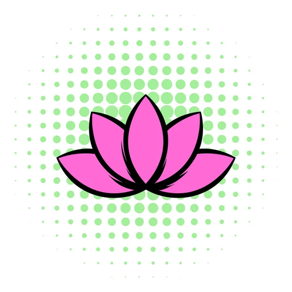 Lotus flower icon, comics style — Stock Vector