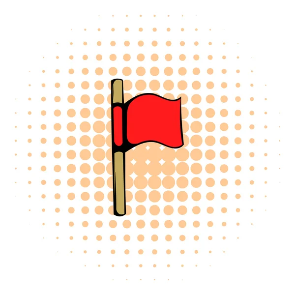 Rode vlag icoon, comics stijl — Stockvector