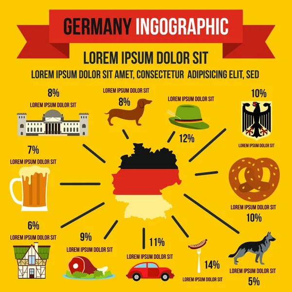 Elementos infográficos alemanes, de estilo plano — Vector de stock