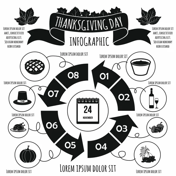 Elemen infografis Hari Thanksgiving - Stok Vektor