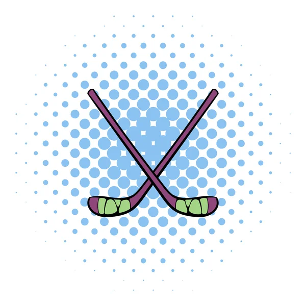 Palos de hockey icono, estilo cómics — Archivo Imágenes Vectoriales