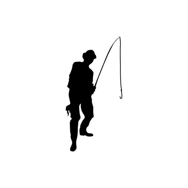 Silhouette pêcheur noir — Image vectorielle