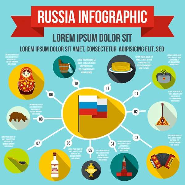 Russia elementi infografici, stile piatto — Vettoriale Stock