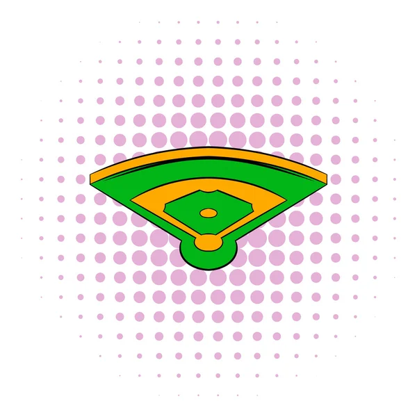 Baseballfeld-Ikone im Comic-Stil — Stockvektor