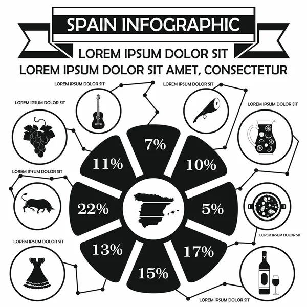 スペイン インフォ グラフィック要素、シンプルなスタイル — ストックベクタ