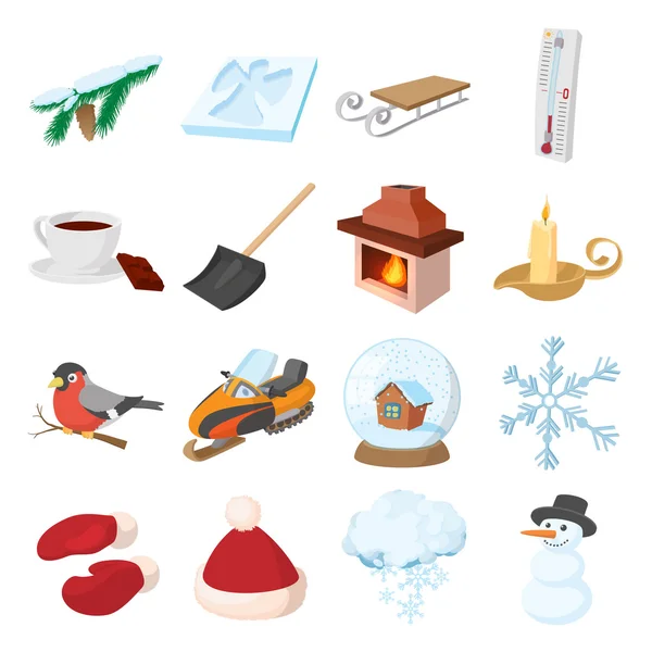 Winter icons icons set, cartoon style — Stock Vector