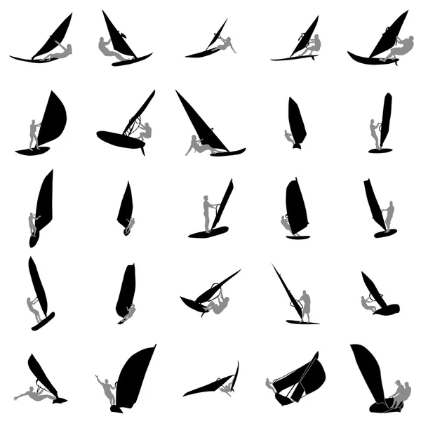 Ensemble silhouette de yachting — Image vectorielle