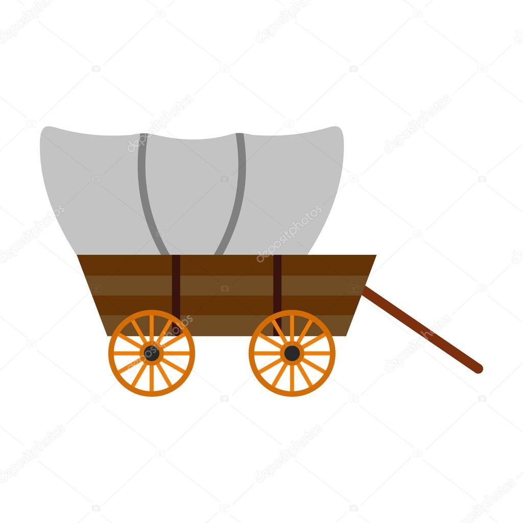 Western covered wagon icon