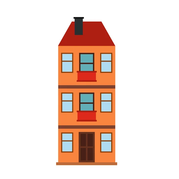 Триповерховому будинку значок — стоковий вектор