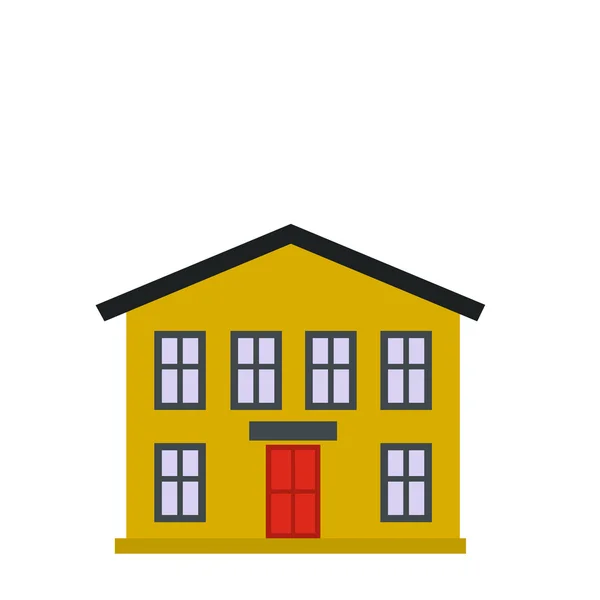 Gult tvåvåningshus ikonen — Stock vektor