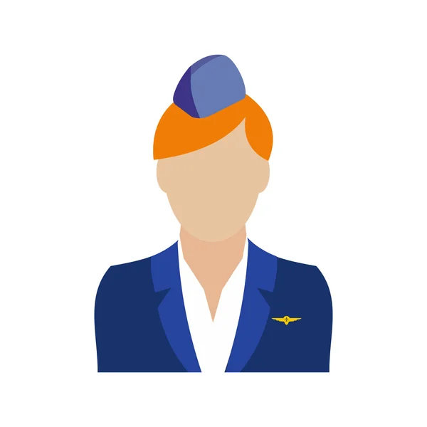 Stewardess-Ikone flach — Stockvektor