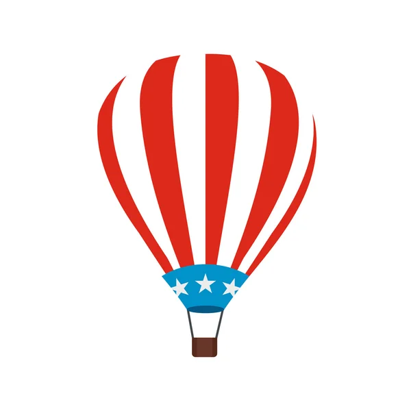 Hot air balloon with USA flag icon — Stock Vector