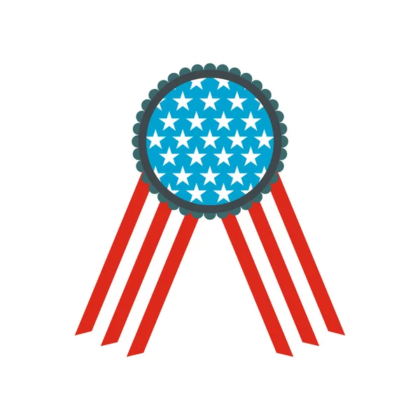 Ribbon rosette in the USA flag colors icon — Stock Vector