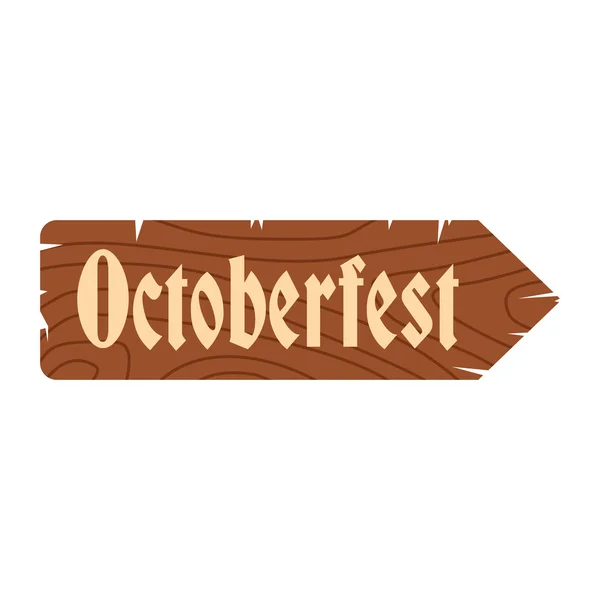 Oktoberfest carretera letrero de madera icono — Vector de stock