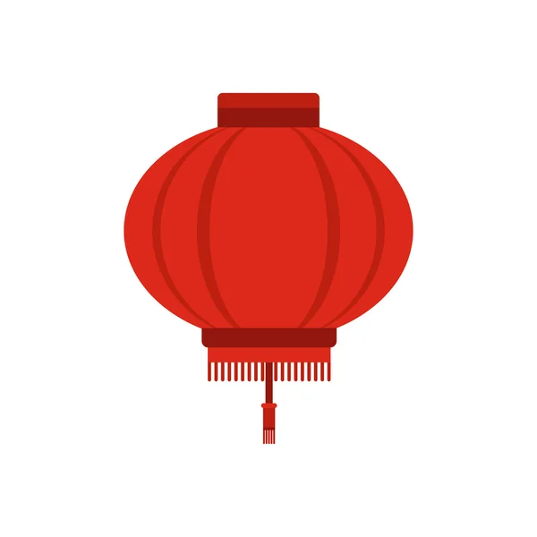 Icona della lanterna cinese rossa, stile piatto — Vettoriale Stock