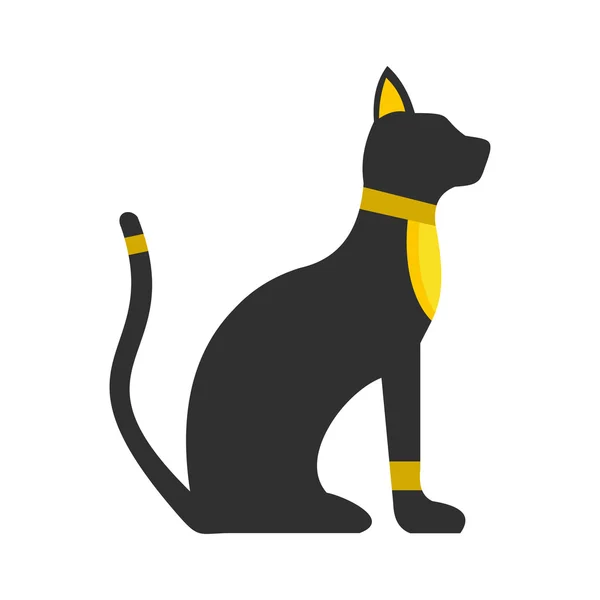 Ícone de gato egípcio preto, estilo plano — Vetor de Stock