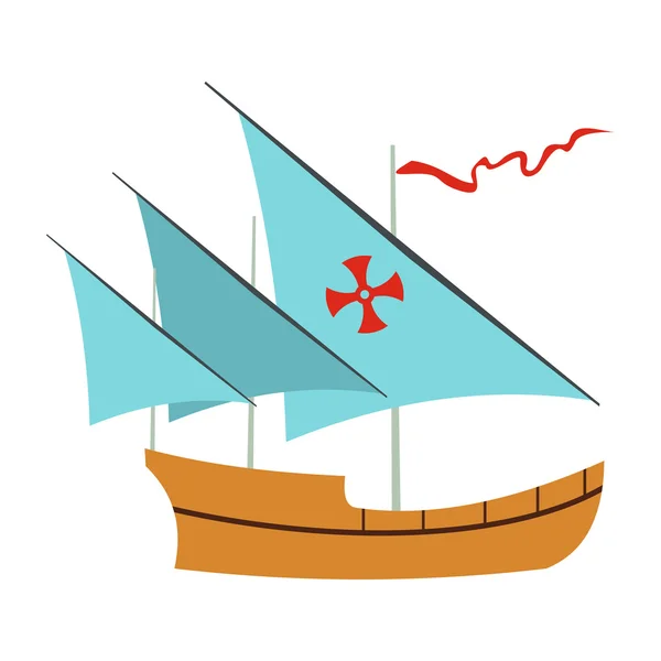 Santa Maria icono del barco de vela, de estilo plano — Vector de stock