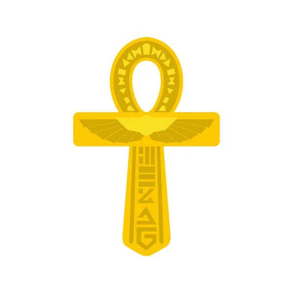Золотой Анх Египет икона, плоский стиль — стоковый вектор