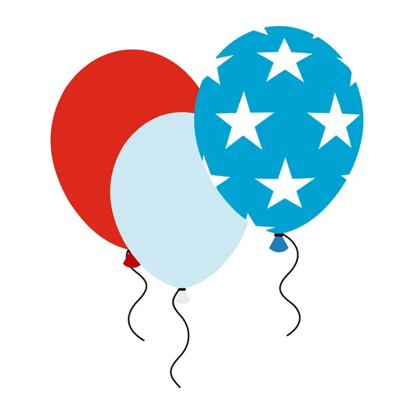 Воздушные шары в иконке цветов флага США — стоковый вектор