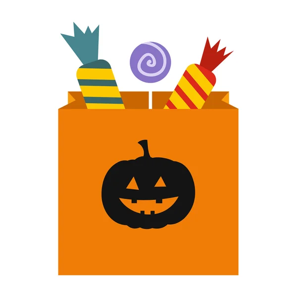 Paquete de dulces en el icono de Halloween — Vector de stock
