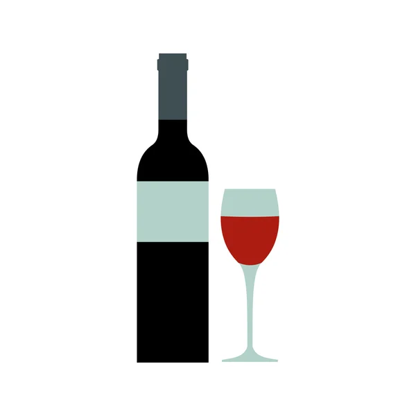 Red wine bottle icon, flat style — Stock Vector