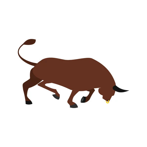 Icono de toro marrón, estilo plano — Vector de stock