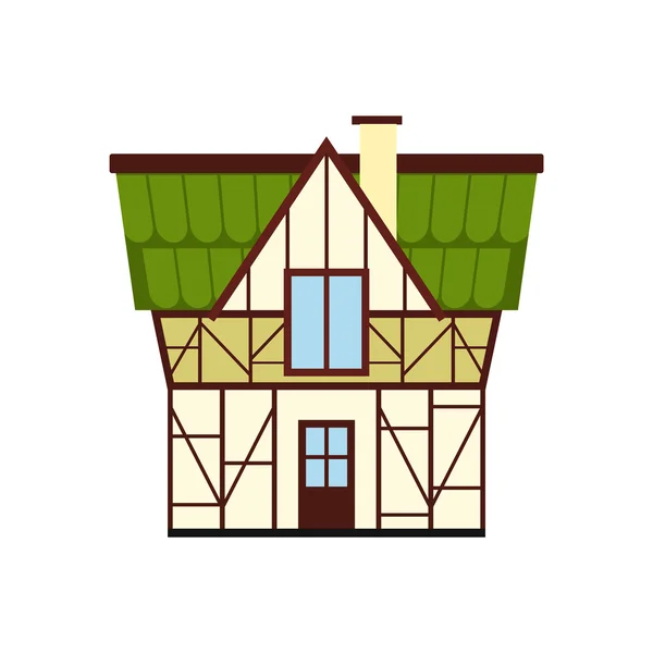 Casa con entramado de madera en Alemania icono, estilo plano — Vector de stock