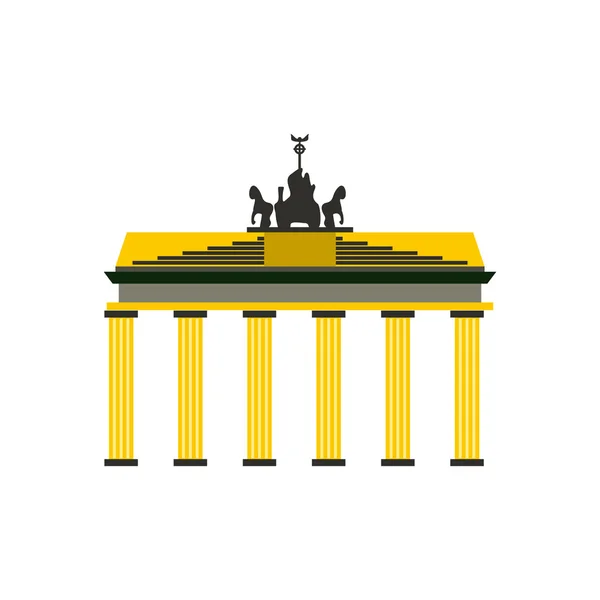 Brandenburg icono de la puerta en estilo plano — Vector de stock