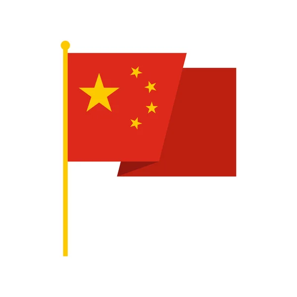 中国のアイコン、フラット スタイルの旗 — ストックベクタ