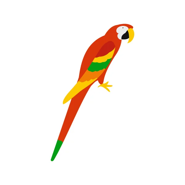 巴西鹦鹉橘红色图标，平面样式 — 图库矢量图片