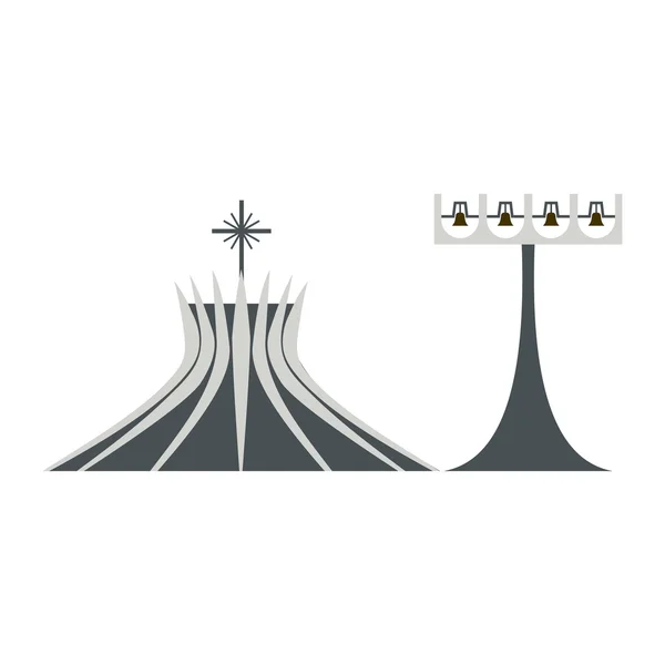 Cattedrale metropolitana a icona del Brasile, in stile piatto — Vettoriale Stock