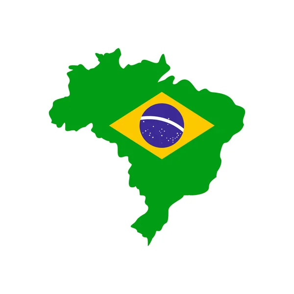 Mapa Brazílie s obrazem státní vlajky — Stockový vektor