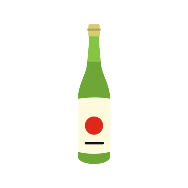 Sake fles pictogram, vlakke stijl — Stockvector