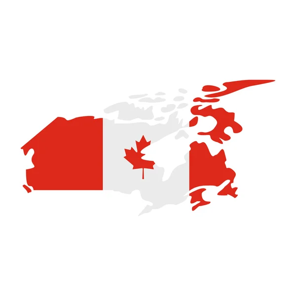 Map of Canada with the image of the national flag — Stock Vector