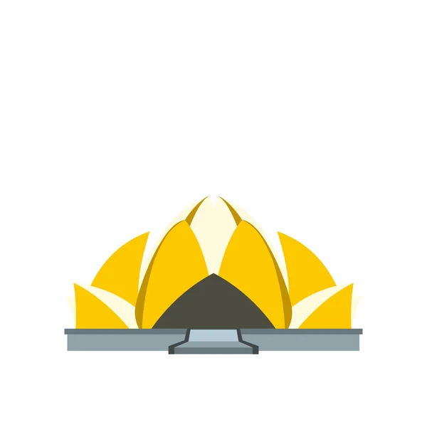 Lotustempel, neue Delhi-Ikone, flacher Stil — Stockvektor