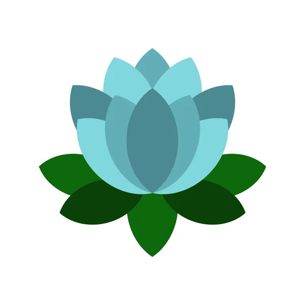 Icono de flor de loto azul, estilo plano — Vector de stock